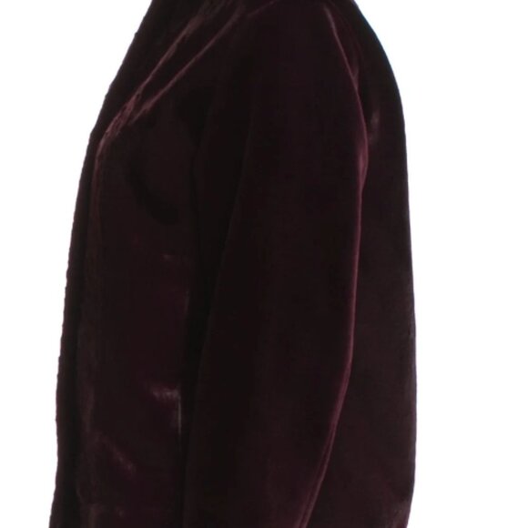 NWT Vince Plush Faux Fur Plum Wine Casual Jacket XXS $592 - Picture 2 of 16